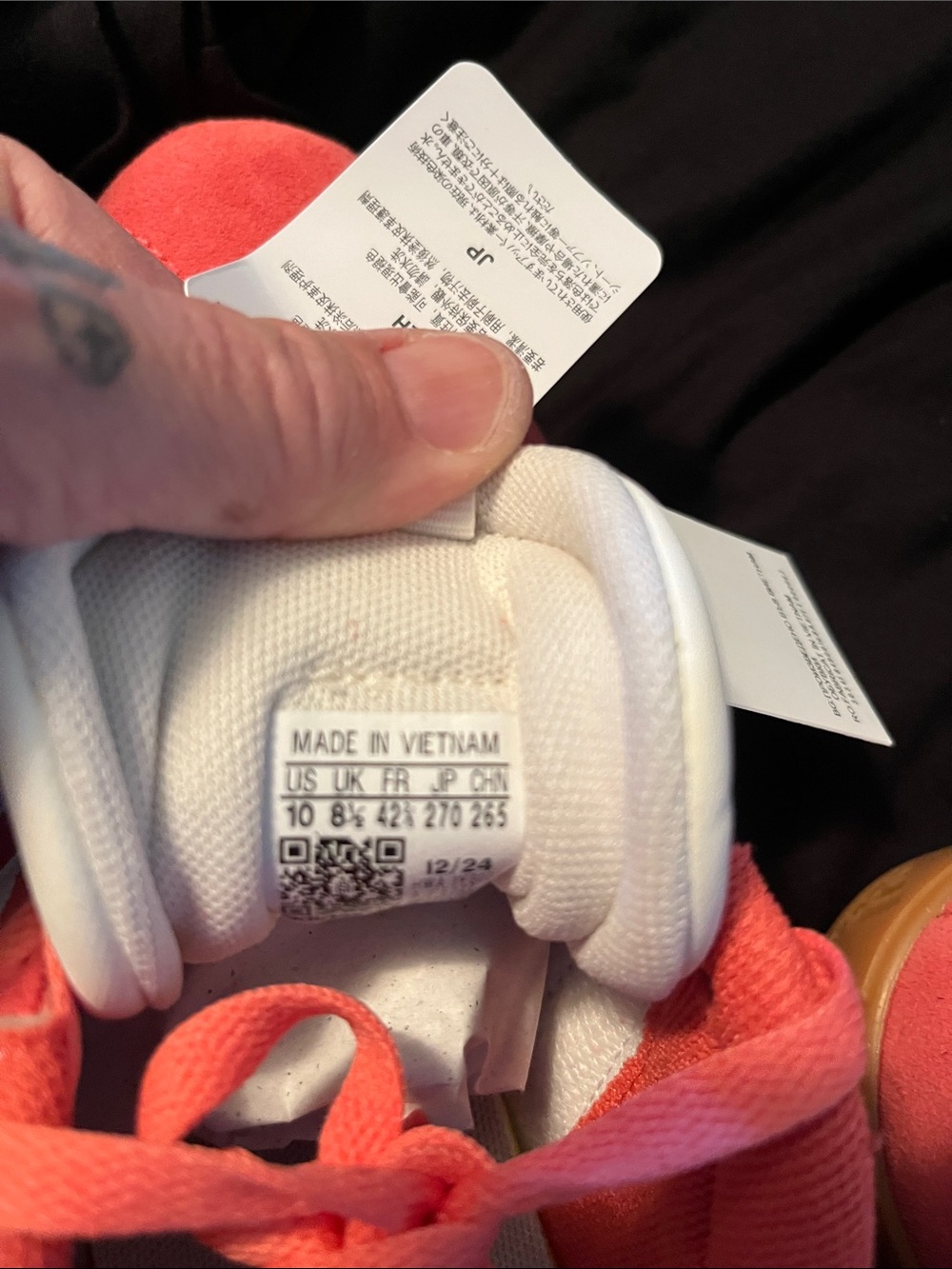 Adidas coral colored Suede Low-Top Sneakers with White Stripes - Picture 6 of 7